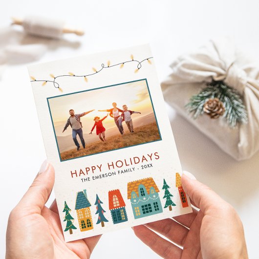 Retro Vrolijke Kerstmis Fotokaarten Feestdagenkaart