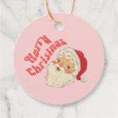 Retro Vrolijke Kerstmis Santa Gift Labels (Voorkant)