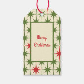 Retro vrolijke kerststerren uit de middeleeuwen cadeaulabel (Voorkant)