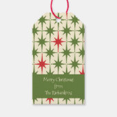 Retro  vrolijke kerststerren uit de middeleeuwen cadeaulabel (Voorkant)