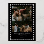 Retro Vrolijke Kerstzegels foto Koppels Folie Feestdagenkaart (Achterkant)