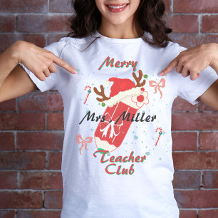 Retro vrolijke leraren club, retro kerst leraar t-shirt