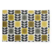 Retro Vrolijke Vlek Bloemen Stem, Geel Grijs Kussensloop (Achterkant-Links)