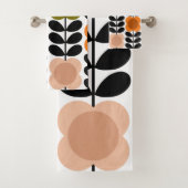 Retro Vrolijke Vlek Bloemen Stem, Tomaat Roze Bad Handdoek (Insitu)