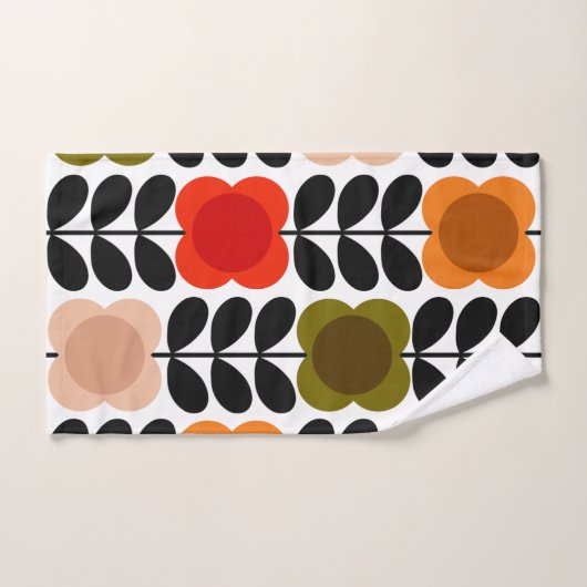 Retro Vrolijke Vlek Bloemen Stem, Tomaat Roze Bad Handdoek (Handdoek)