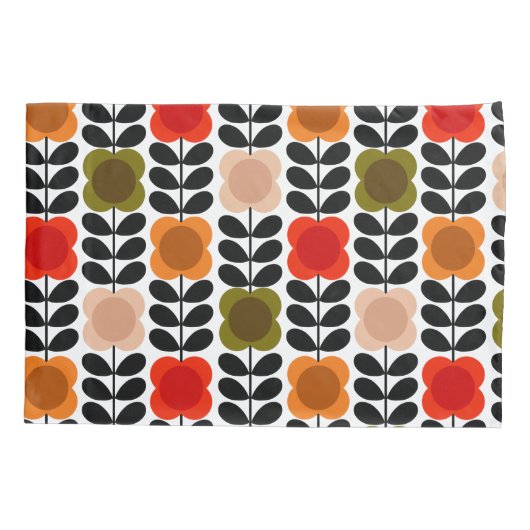 Retro Vrolijke Vlek Bloemen Stem, Tomaat Roze Kussensloop (Achterkant-Links)