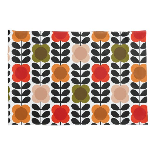 Retro Vrolijke Vlek Bloemen Stem, Tomaat Roze Kussensloop (Achterkant-Rechts)