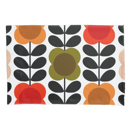 Retro Vrolijke Vlek Bloemen Stem, Tomaat Roze Kussensloop (Voorkant-Links)