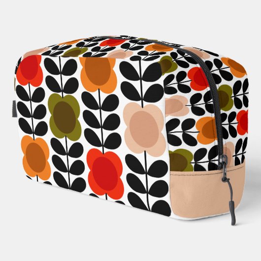 Retro Vrolijke Vlek Bloemen Stem, Tomaat Roze Toilettasje (Rechterhoek)