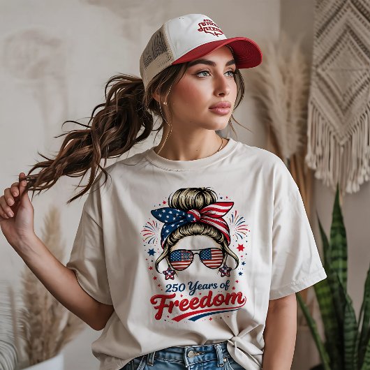 Retro Vrouw 250 Jaar Vrijheid Tri-Blend Shirt