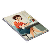 Retro vrouw aan de balie notitieboek (Rechterzijde)