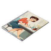 Retro vrouw aan de balie notitieboek (Linkerzijde)
