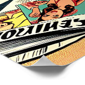 Retro Vrouw aan het strand een Mode Magazine lezen Poster (Hoek)