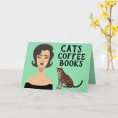 RETRO VROUW ART CAT-KAARTEN VOOR TWEEDE DAGEN KAART (Gele Bloem)