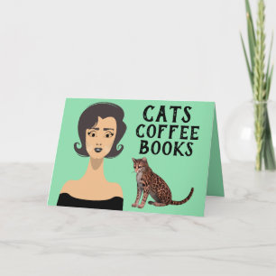 RETRO VROUW ART CAT-KAARTEN VOOR TWEEDE DAGEN KAART