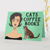 RETRO VROUW ART CAT-KAARTEN VOOR TWEEDE DAGEN KAART (Gele Bloem)