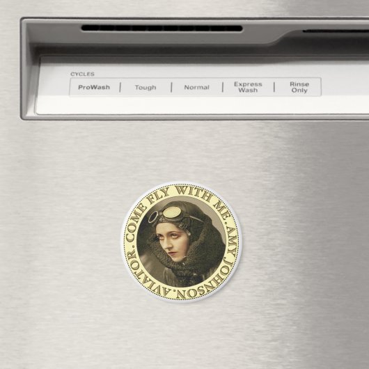 Retro  Vrouw Aviator Magneet (Insitu (Vaatwasser))