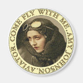 Retro  Vrouw Aviator Magneet (Voorkant)