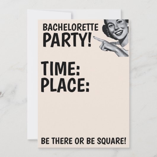 RETRO VROUW BACHELORETTE FUNNY party INVITATION Kaart (Voorkant)