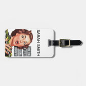 Retro/ vrouw bagagelabel (Voorkant horizontaal)