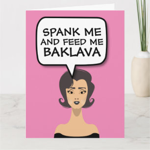 RETRO VROUW BAKLAVA KINKY SCHATTIGE WENSKAART KAART