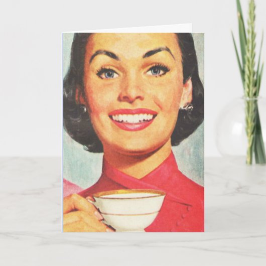 RETRO VROUW BIRTHDAY ESPRESSO COFFEE CARDS KAART (Voorkant)