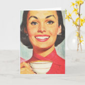 RETRO VROUW BIRTHDAY ESPRESSO COFFEE CARDS KAART (Gele Bloem)