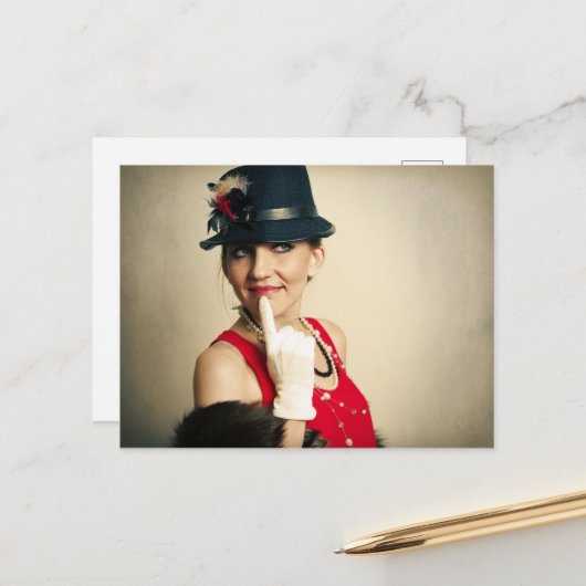 retro vrouw briefkaart (Voorkant / Achterkant in situ)