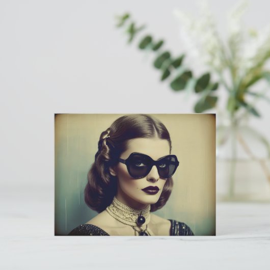 retro vrouw briefkaart (Staand voorkant)