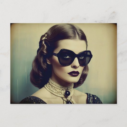 retro vrouw briefkaart (Voorkant)