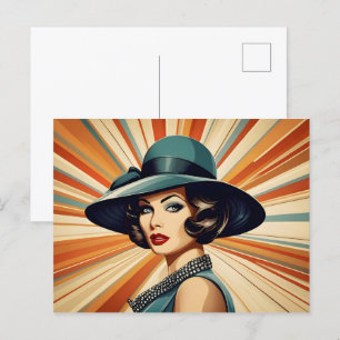 retro vrouw briefkaart