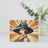  retro vrouw briefkaart (Staand voorkant)