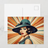  retro vrouw briefkaart (Voorkant / Achterkant)