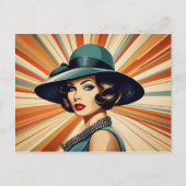  retro vrouw briefkaart (Voorkant)