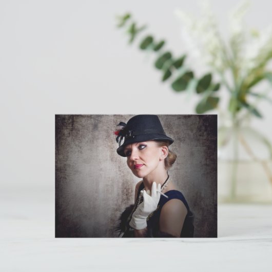  retro vrouw briefkaart (Staand voorkant)