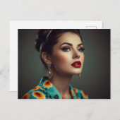 retro vrouw briefkaart (Voorkant / Achterkant)