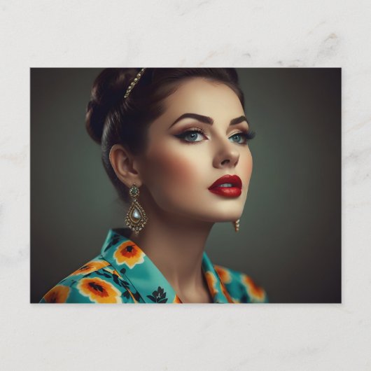 retro vrouw briefkaart (Voorkant)