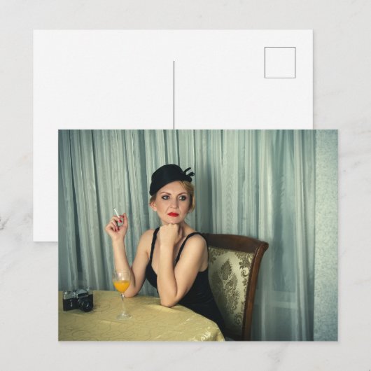 Retro  vrouw briefkaart (Voorkant / Achterkant)