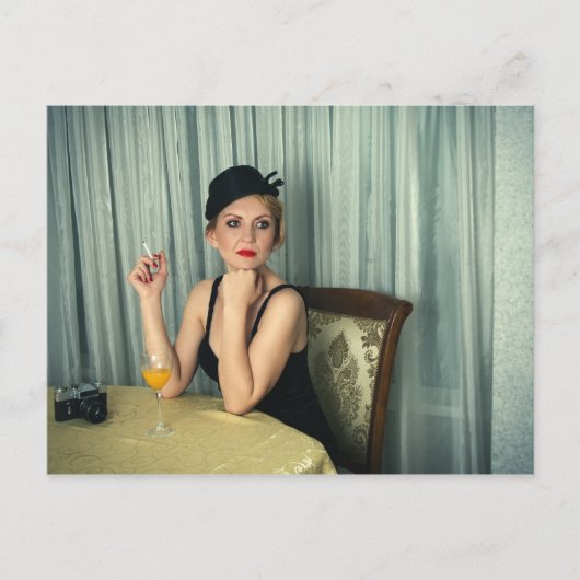 Retro  vrouw briefkaart (Voorkant)