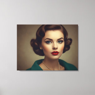 retro vrouw canvas afdruk
