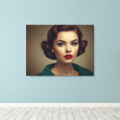 retro vrouw canvas afdruk (Insitu (Houten vloer))