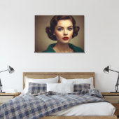 retro vrouw canvas afdruk (Insitu (Slaapkamer))