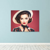  retro vrouw canvas afdruk (Insitu (Houten vloer))