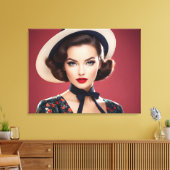  retro vrouw canvas afdruk (Insitu (Woonkamer))