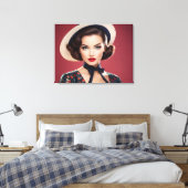  retro vrouw canvas afdruk (Insitu (Slaapkamer))