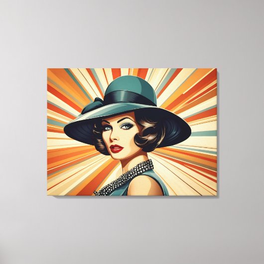  retro vrouw canvas afdruk (Voorkant)