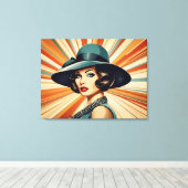  retro vrouw canvas afdruk (Insitu (Houten vloer))