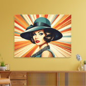  retro vrouw canvas afdruk (Insitu (Woonkamer))