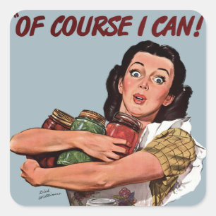 Retro Vrouw Cateraar Cook Vierkante Sticker