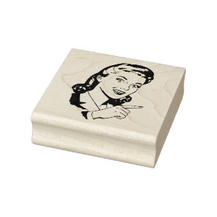 RETRO VROUW DIE RUBBER STEMPEL WIJZEN